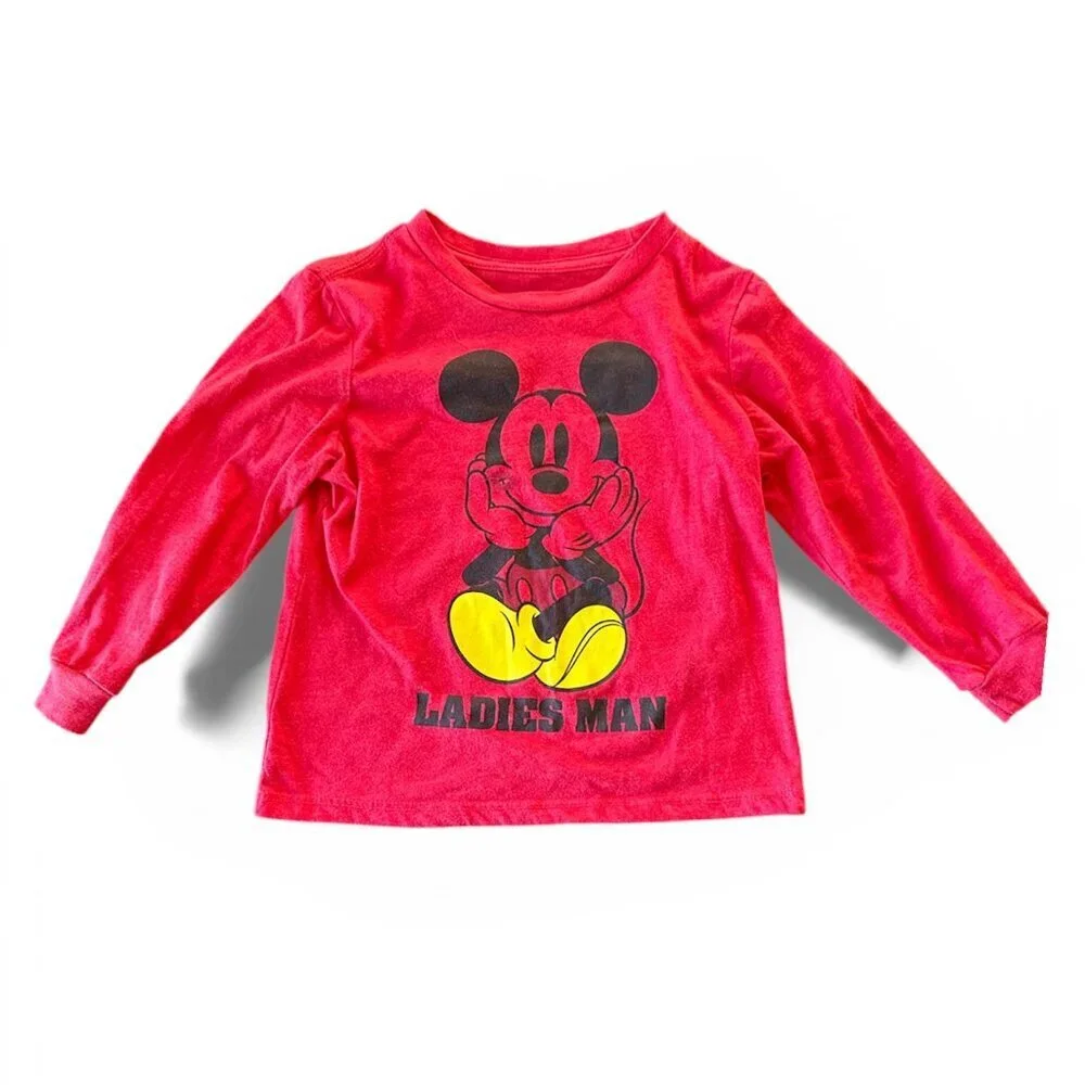 🔥 4 for $20 DEAL 🔥 Disney Mickey Mouse Ladies Man Red Long Sleeve Shirt | 4T